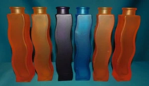 LOT DE 6 ANCIENS VASES IKEA SKAMT EN VERRE GIVRE RETRO 90's MODELE VAGUE ONDULE - Picture 1 of 10