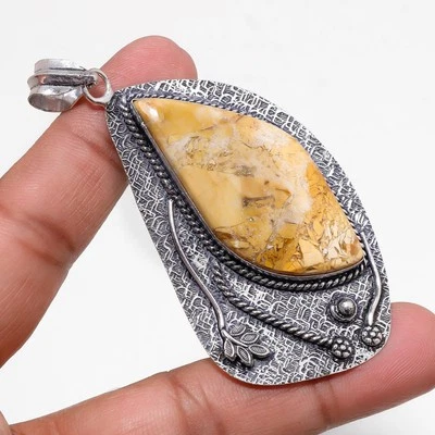 Colgante de piedras preciosas de mocaita brechadas hecho a mano regalo de boda joyería 3,10" FP 293 Foto 1 de 4