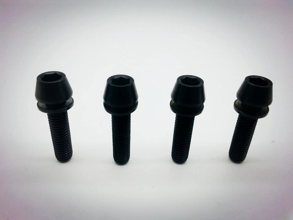 M5x20mm Super Light Bike Stem Bolts Taper Head Bicycle Conical With Washers 4pcs - Image 1 of 1