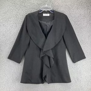 Calvin Klein Blazer Jacke drapiert Rüschen vorne offen Gr. 6 grau gefüttert 3/4 Arm - Bild 1 von 14