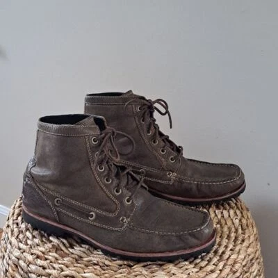 Botas masculinas Cole Haan de couro marrom texturizado com cadarço treds grossos tamanho 10.5 - Imagem 1 de 4