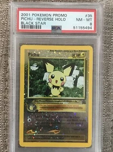 PSA 8 NM-MT Pichu #35 WOTC Black Star Promo REVERSE HOLO Pokemon Card - Picture 1 of 2