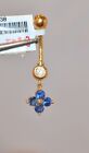 5038-Solid 14KT Yellow Gold Sapphire & Diamond Belly Navel Ring 0.94TCW 2.4GRAMS