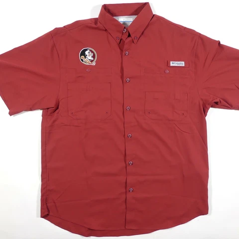FSU Seminoles Columbia PFG Vented Shirt Men's Medium Red Fishing Hiking NCAA Cover