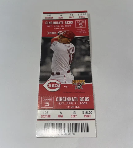 Cincinnati Reds Vs Pittsburgh Pirates Game Day Ticket Stub. April, 11, 2009 Cover
