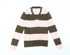 Jersey de algodón a rayas con cuello en V rosa para mujer Addict talla XS - Imagen 1 de 10