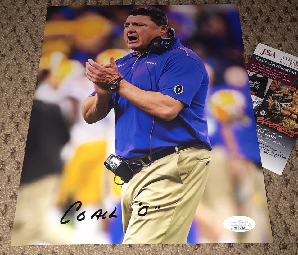 COACH O SIGNED 8X10 PHOTO JSA LSU TIGERS FOOTBALL AUTO AUTOGRAPH ED ORGERON  - Image 1 of 1