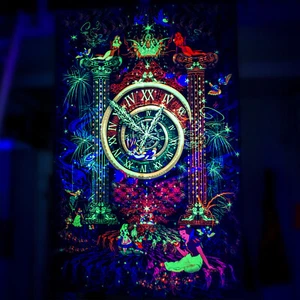UV Backdrop Black Light Tapestry Psychedelic Art Banner Fluoro Psy Wall Hanging - Picture 1 of 12