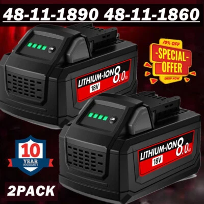 2Pack For Milwaukee FOR M18 18V Lithium-Ion High Capacity 8Ah Battery 48-11-1860 - image 1 of 4
