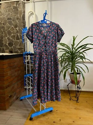Laura Ashley Women's Long Dress Size UK 14 Floral Cotton Puff Sleeve - Image 1 of 4