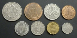 1966 UK Pre-Decimal 8-Coin Type Set Elizabeth II 2/6-1/2d ENGLAND WORLD CUP YEAR - Bild 1 von 2