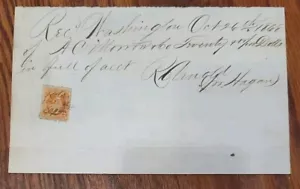 1868 Washington County Pennsylvania 2 Cent Interest Revenue Stamp RARE Ephemera - Picture 1 of 3