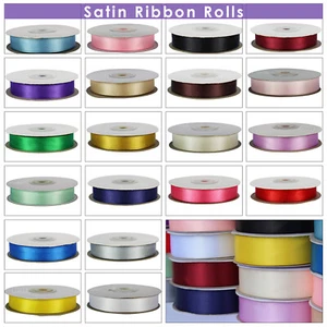 Double Sided Satin Ribbon Choice of 3 6 10 15 25mm Widths Card Making Bow Crafts - Picture 1 of 19