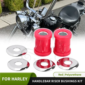 Kit de bujes elevadores de manillar rojo para motocicleta para Harley Dyna FXDL Fat Boy Softail - Imagen 1 de 14