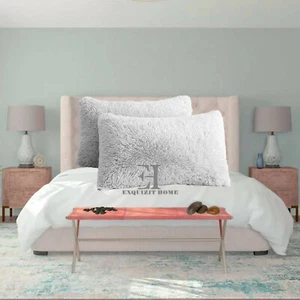 Par de fundas de almohada suaves de piel esponjosa de lujo abrazos y abrazos de peluche solamente - blancas - Imagen 1 de 1