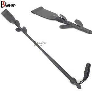 Real Cowhide Leather Braiding Riding Crop Whip Fiber stick inside braiding  - Picture 1 of 3