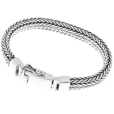 8mm Braided Bali Handmade Chain 925 Sterling Silver Bracelet, 7-9.5" - Image 1 of 4