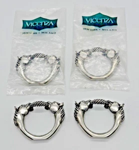 VICENZA Cabeza de Caballo Servilletero Anillo Soportes Peltre N6005 Juego de 4 (2 Nuevos/2 Usados) De Colección - Imagen 1 de 9