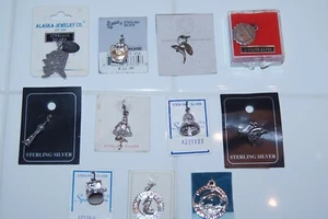 VINTAGE LOT OF 11 925 STERLING SILVER BALLERINA GLOVE DOLPHIN CHARM MARKED NEW - Picture 1 of 10