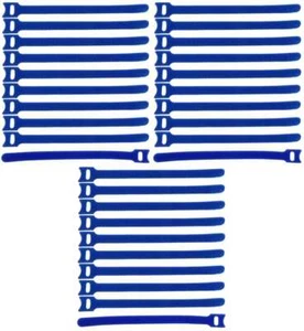 30 x Klett-Kabelbinder wiederverwendbar 200 x 25 mm blau Kabelklett Klettband - Bild 1 von 7