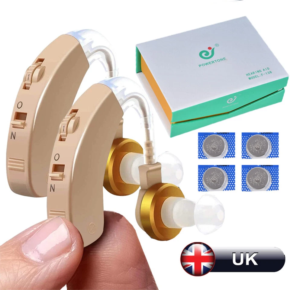2X Digital Hearing Aids Sound Voice Amplifier BTE Severe Loss Ear Aid High-Power - Image 1 of 4