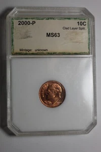 2000 P Roosevelt Dime Missing Clad Layer Error rare - Picture 1 of 5