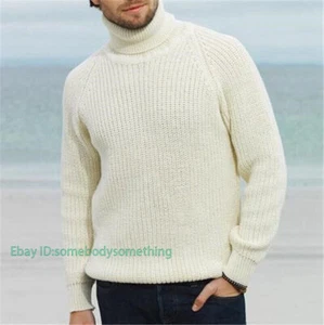 Para hombres Niño Invierno Cuello de Tortuga Cálido Suéter Grueso Suelto Pullover Prendas para el torso Tejer Suelto - Imagen 1 de 10
