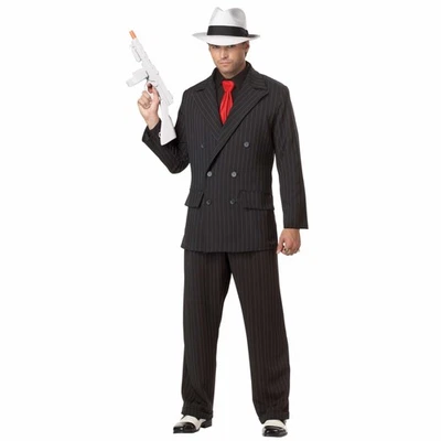 Traje Mob Boss Gangster Años 20 Mafioso Mafia Rayas Chicago Hombres Disfraz Foto 1 de 4