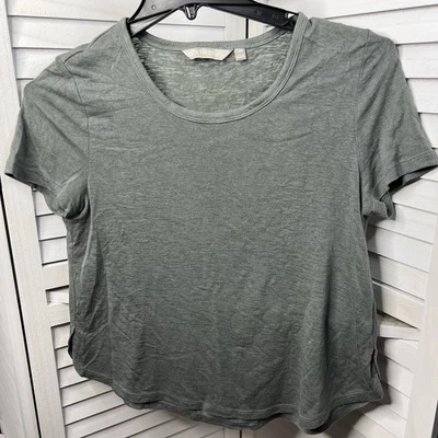 Athleta Short Sleeve T-Shirt Green Modal Blend Women's Size Medium Petite - Image 1 of 4
