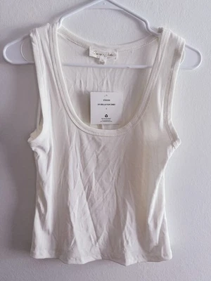 Camiseta sin mangas Gypsy & Jade XS para mujer cuello redondo acanalada marfil nueva con etiquetas talla grande Foto 1 de 4