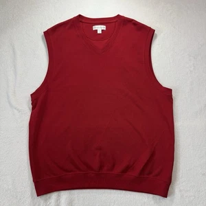 Cutter & Buck Sweater Vest Men's Large Red Solid Pullover Golf Golfing Nice! - Picture 1 of 10