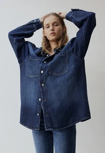 H&M federweiches Oversized Jeanshemd blau Gr. M NEU - Bild 1 von 11