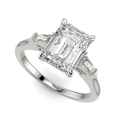 1.8 Ct Emerald Cut Diamond Engagement Ring VS2 E White Gold 14k - Image 1 of 4