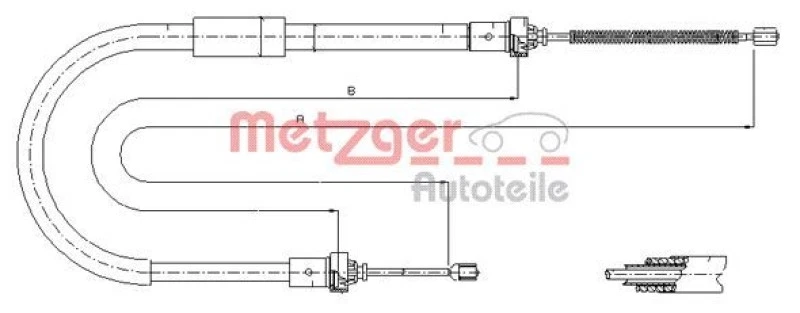 METZGER Handbremsseil Bremsseil Seilzug Feststellbremse Hinten rechts 11.6573 - Bild 1 von 1