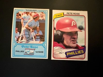 Pete Rose 1980 Topps Burger King  Phillies #4 1981 Topps Drakes Nr-Mint - Image 1 of 2