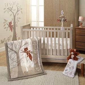 Lambs & Ivy Treetop Fox Woodland Tree Nursery 3-Piece Baby Crib Bedding Set - Picture 1 of 10
