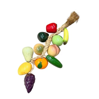 Vintage Ceramic Fruit Vegetables On A Rope Hanging Decor  11” Kitchen Fall - Image 1 of 4