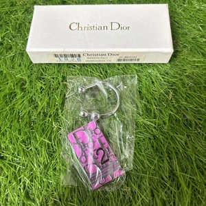 Christian Dior Pink Enamel #2 Logo Charm Key Ring Phone Wrist Strap Y2K Vintage - Picture 1 of 3