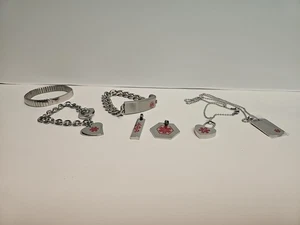 Medical Alert ID Bracelets - Pendants Necklace Lot Of 7 Pieces - Picture 1 of 10