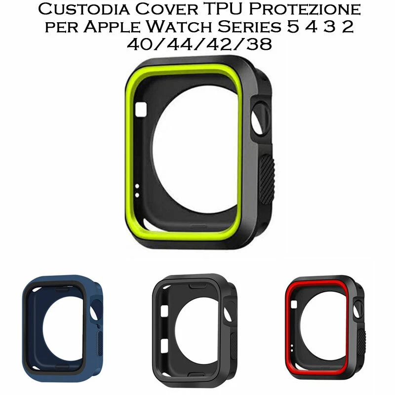 Custodia Cover Protezione per Apple Watch 5 4 3 2 Bumper silicone TPU Gomma case - Immagine 1 di 1
