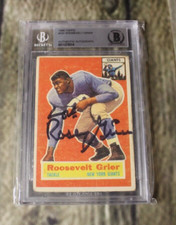 Rosey Grier Autographed 1956 Topps RC New York Giants Beckett BAS Certified Card