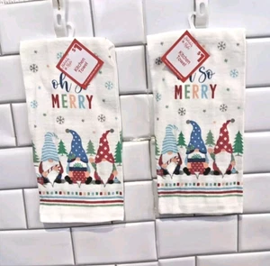2er Set Feiertag Küchentücher "oh So MERRY" + Wichtel & Tiere Weihnachtsszene - Bild 1 von 2