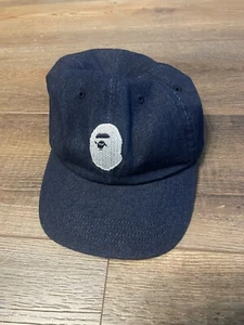 A Bathing Ape BAPE Denim Blue / White Embroidery Mens Cap Adjustable - Picture 1 of 2