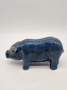 Estatuilla Esmaltada Cerdo Azul Decoración Cerdito Granja Rústico Campo Granja Animal - Imagen 1 de 4