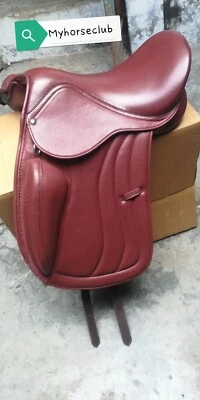 Dressage leather Horse saddle best quality leather Red brown size 16" inch - Image 1 of 2
