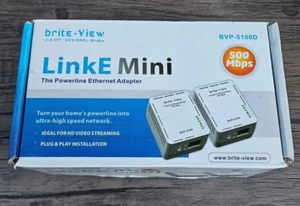 BRITE-VIEW LinkE Mini 500 Mbps Powerline Ethernet Adapter BVP-5100D A3 - Picture 1 of 3
