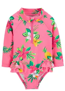 NWt 3m rashguard tropical floral easy change bathing suit swim suit girl carters - Picture 1 of 5