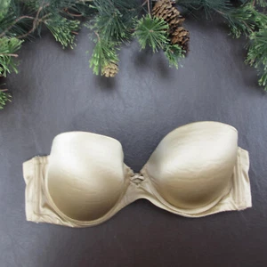 Maidenform Bra 36C Gold Strapless Padded Underwire Adjustable Clasp Back - Picture 1 of 8