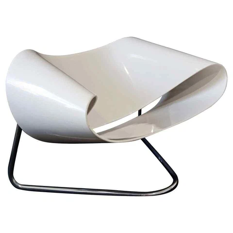 Mid Century Modern CL9 Fiberglass Ribbon Chair by Franca Stagi Bernini Italy 60s Cover