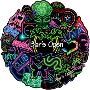 UK 50 Neon Light Sign Stickers Skateboard Laptop Car Phone Decal Luggage Sticker - Picture 1 of 11